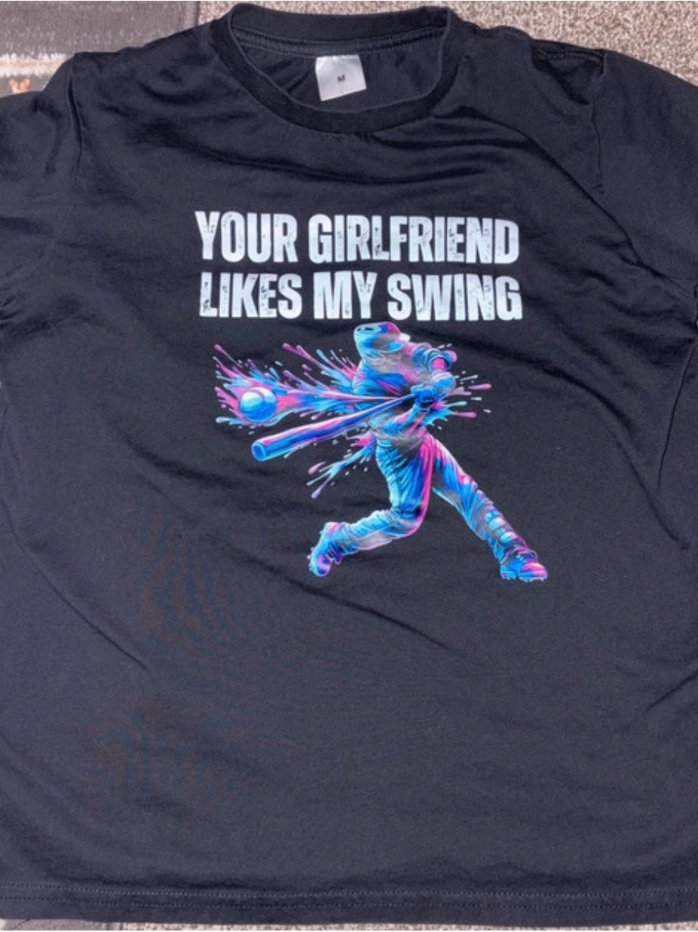 Men's Black Graphic Tee - Your Girlfriend Likes My Swing